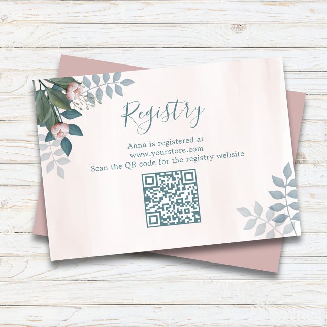 Carte D'accompagnement Registre cadeau de Fête des mariées Blush Floral (Bridal Shower Gift Registry Enclosure Card)