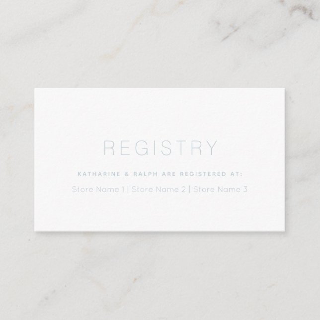 Carte D'accompagnement Registre cadeau de Mariage bleu Dusty simple (Devant)