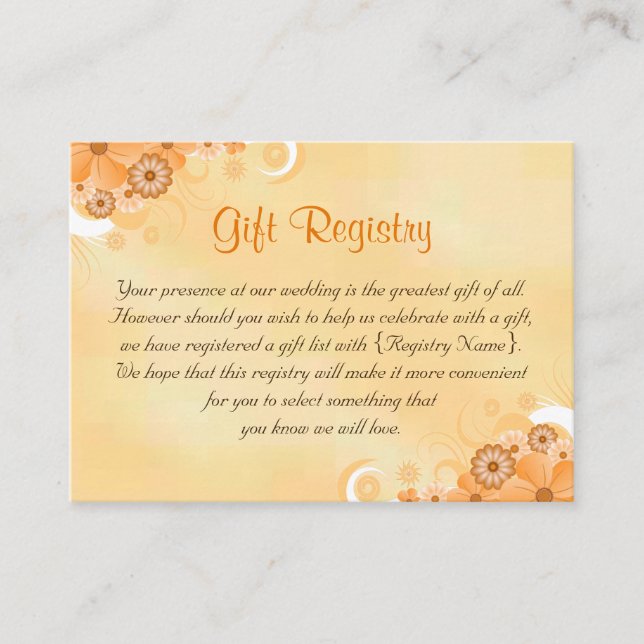 Carte D'accompagnement Registre cadeau de Mariage ivoire et or Floral (Devant)