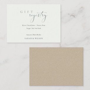 Carte D'accompagnement Registre cadeau de Mariage noir et blanc à script 