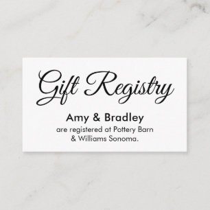 Carte D'accompagnement Registre Cadeau De Mariage Simple Et Élégant
