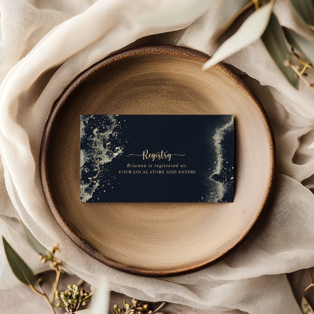 Carte D'accompagnement Registre cadeau Mariage de l'Aquarelle Gold Splash (Créateur téléchargé)