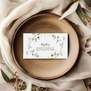 Carte D'accompagnement Registre cadeau Mariage Gold Eucalyptus Foliage