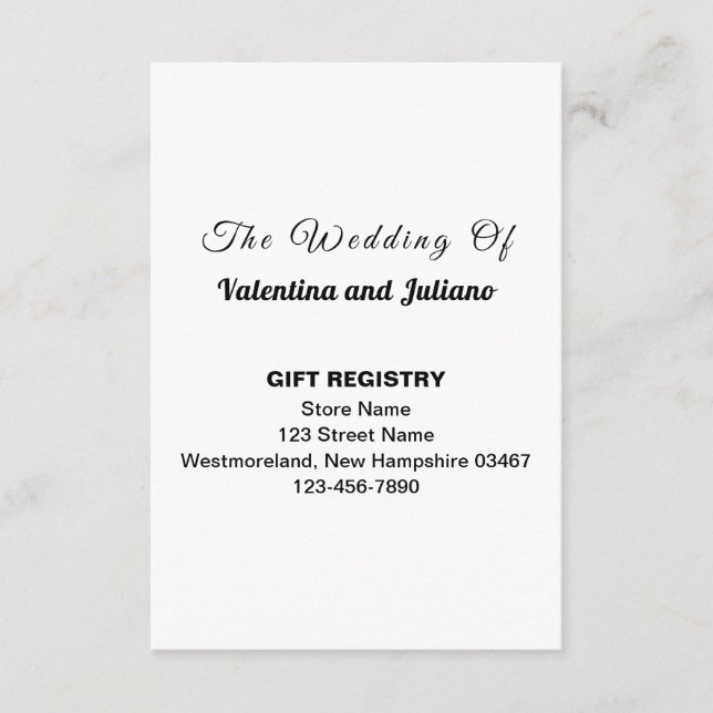 Carte D'accompagnement Registre Cadeau Mariage noir et blanc Portrait (Devant)