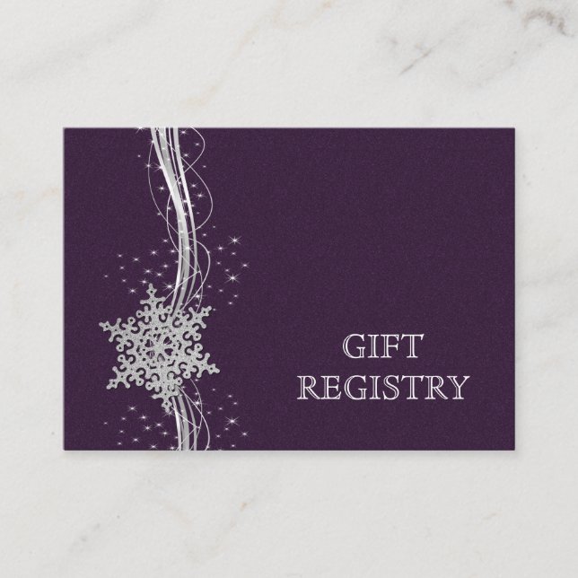 Carte D'accompagnement Registre cadeau mariage Silver Snowflakes (Devant)