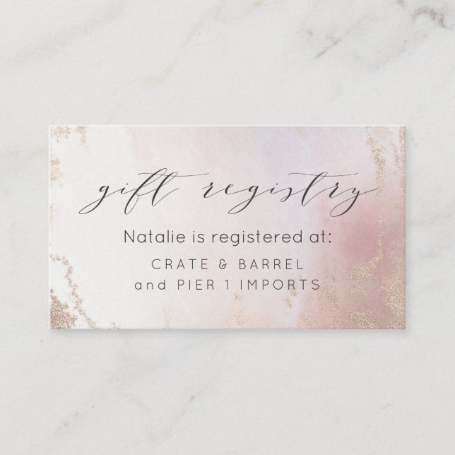 Carte D'accompagnement Registre cadeau Ombre Blush Pink Frosted Foil Douc (Devant)