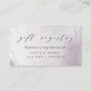 Carte D'accompagnement Registre Cadeau Ombre Lumière Violet Argent Douche
