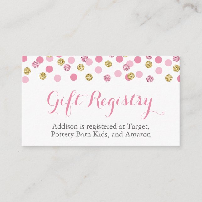 Carte D'accompagnement Registre cadeau Parties scintillant rose et or Ins (Devant)