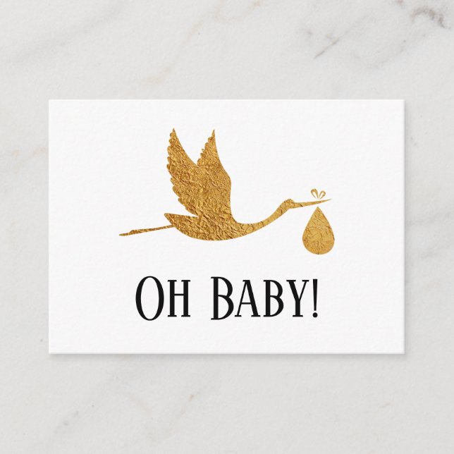 Carte D'accompagnement Registre Cadeau simple Faux Gold Stork (Devant)
