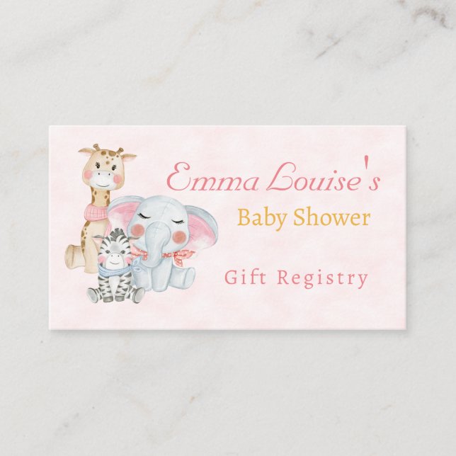 Carte D'accompagnement Registre Cadeaux Safari Animaux Baby showers Cute (Devant)
