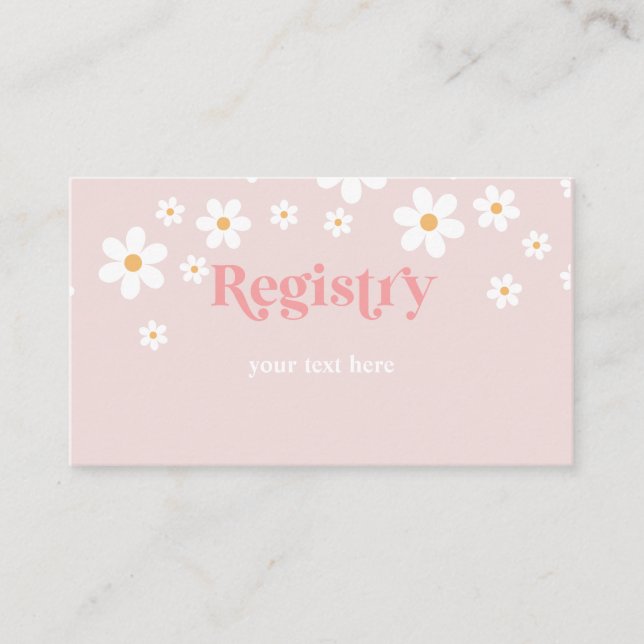 Carte D'accompagnement Registre de Baby shower Daisy Pink (Devant)