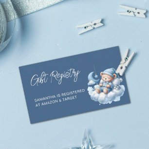 Carte D'accompagnement Registre de baby shower d'ours endormi à l'aquarel