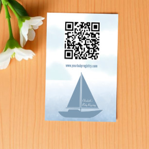 Carte D'accompagnement Registre de Baby Shower Garçon Aquarelle Bleue Voi