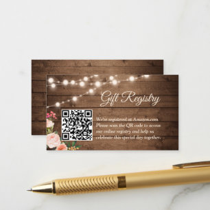 Carte D'accompagnement Registre de cadeaux avec code QR Fleurs de campagn
