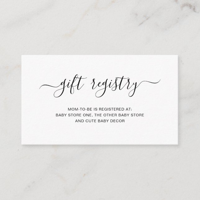 Carte D'accompagnement Registre de cadeaux Baby shower simple neutre pour (Devant)