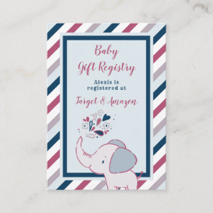 Carte D'accompagnement Registre de cadeaux de Baby shower d'éléphant rose