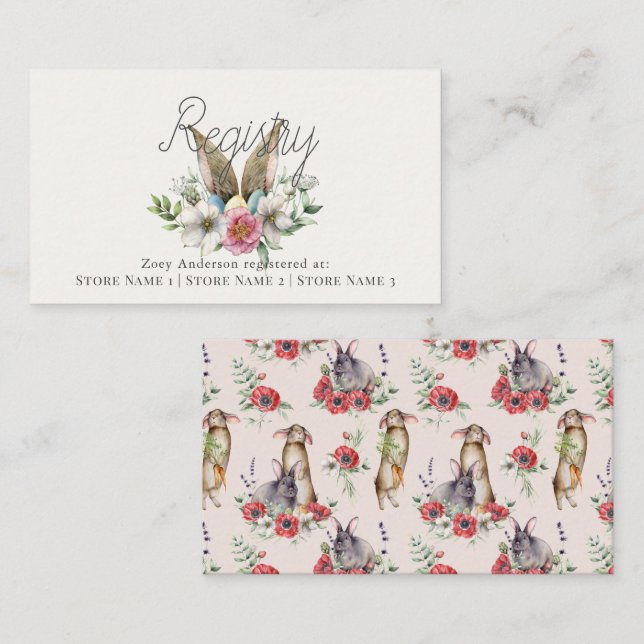 Carte D'accompagnement Registre de cadeaux floral rose Some Bunny Ear (Devant / Derrière)
