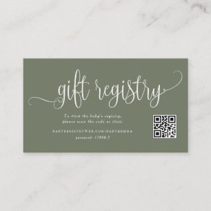Carte D'accompagnement Registre de code QR du Baby shower de script vert 