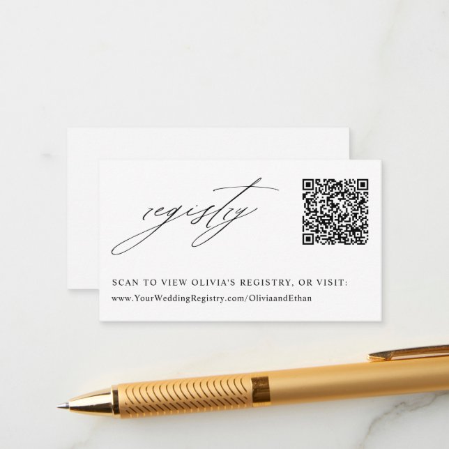 Carte D'accompagnement Registre de code QR du Mariage de calligraphie élé (Devant/Arrière en situation)