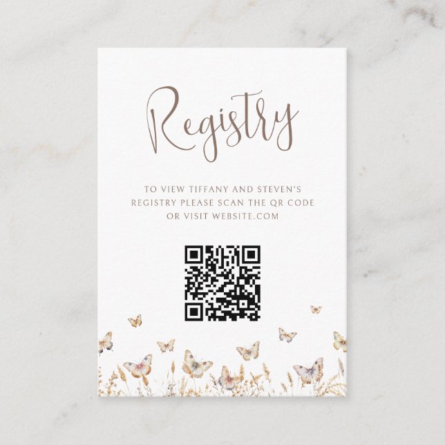 Carte D'accompagnement Registre de codes QR de Fête des mariées de papill (Devant)