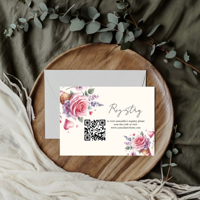 Carte D'accompagnement Registre de crème glacée de fleurs Douche nuptiale (Créateur téléchargé)