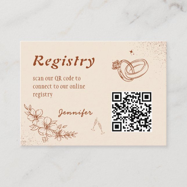 Carte D'accompagnement Registre de Fête des mariées de code QR occidental (Devant)