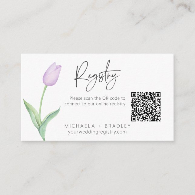 Carte D'accompagnement Registre de Fête des mariées en solo Tulip violet  (Devant)