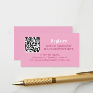 Carte D'accompagnement Registre de Fêtes des mariées QR Code Pink Magenta