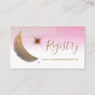 Carte D'accompagnement Registre de l'or lune rose aquarelle baby shower