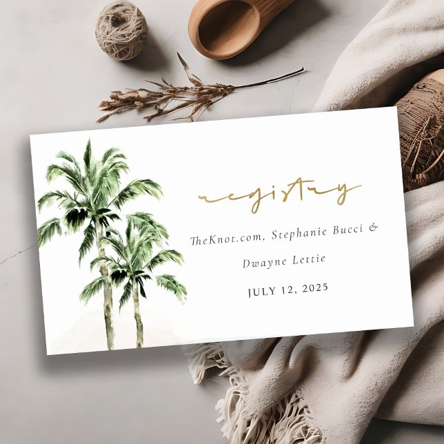 Carte D'accompagnement Registre de mariage aux palmiers de la plage tropi (Créateur téléchargé)
