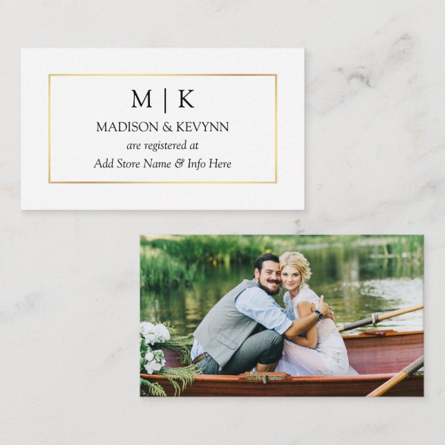 Carte D'accompagnement Registre de Mariage avec Monogramme Minimaliste Mo (Devant / Derrière)