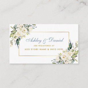 Carte D'accompagnement Registre de Mariage bleu Dusty Floral Blanc