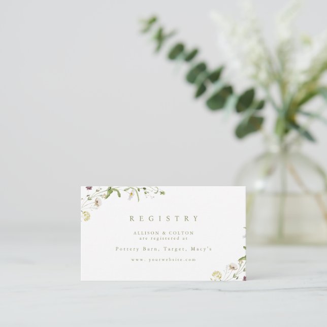 Carte D'accompagnement Registre de mariage bohème rustique aux fleurs sau (Debout devant)