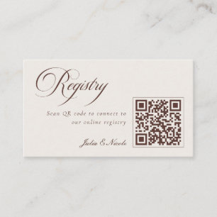 Carte D'accompagnement Registre de mariage classique ivoire marron QR Cod