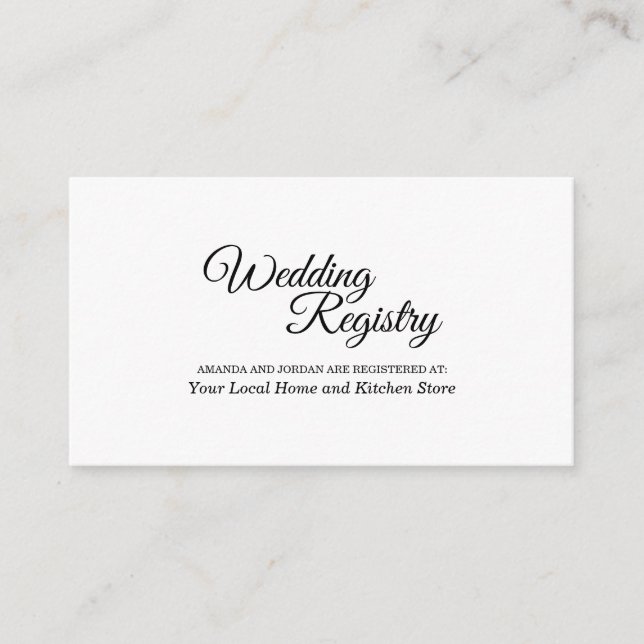 Carte D'accompagnement Registre de Mariage de calligraphie noir simple (Devant)