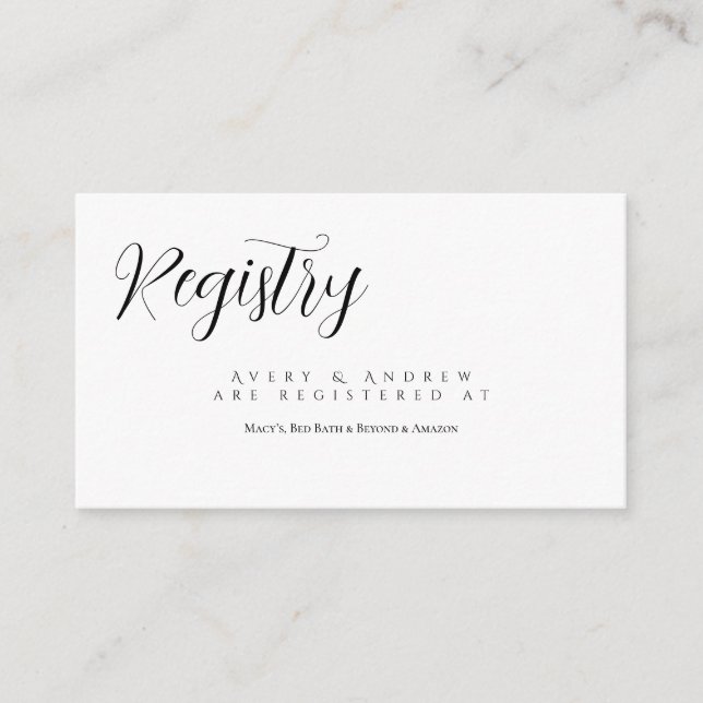 Carte D'accompagnement Registre de mariage de typographie de script moder (Devant)