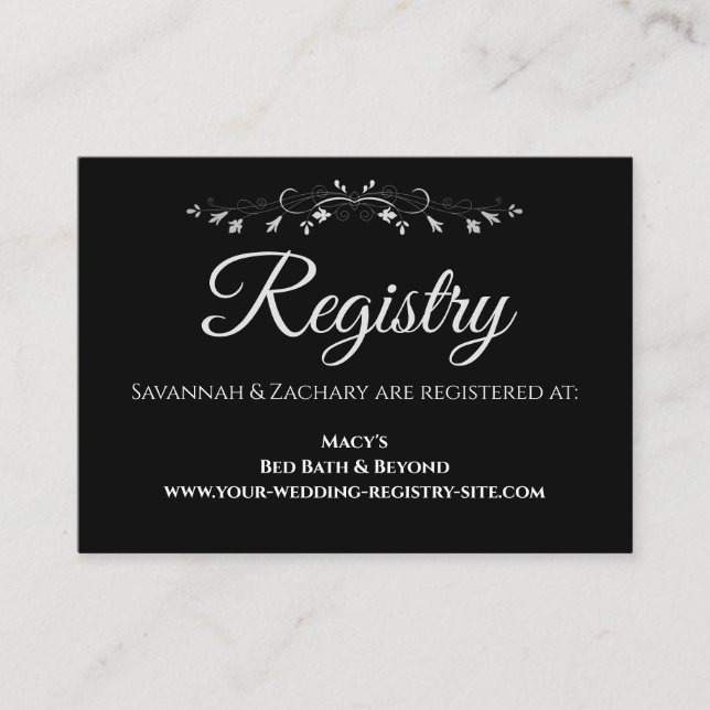 Carte D'accompagnement Registre de mariage élégant gris noir et argent (Devant)
