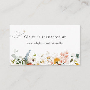 Carte D'accompagnement Registre des abeilles et Baby showers floraux Vint