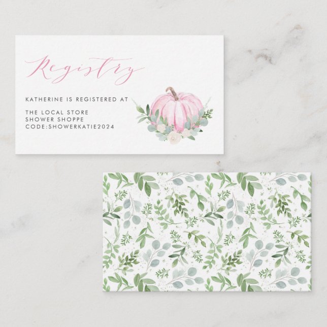 Carte D'accompagnement Registre des Baby showers d'automne de Citrouille  (Devant / Derrière)