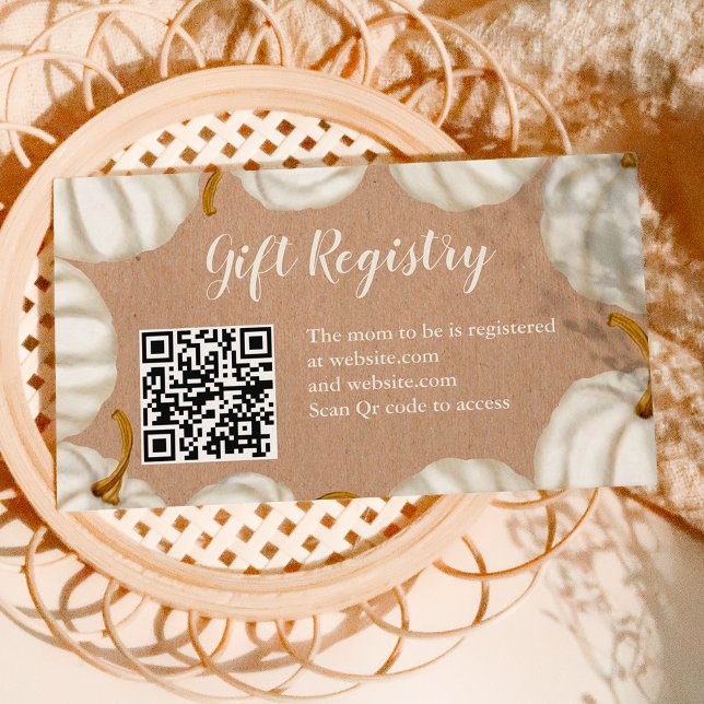 Carte D'accompagnement Registre des baby showers de petit citrouille (Little pumpkin kraft baby shower registry enclosure card)