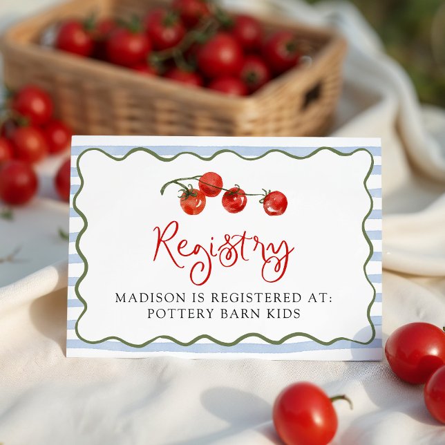 Carte D'accompagnement Registre des Baby showers de tomate de petite tail (Créateur téléchargé)