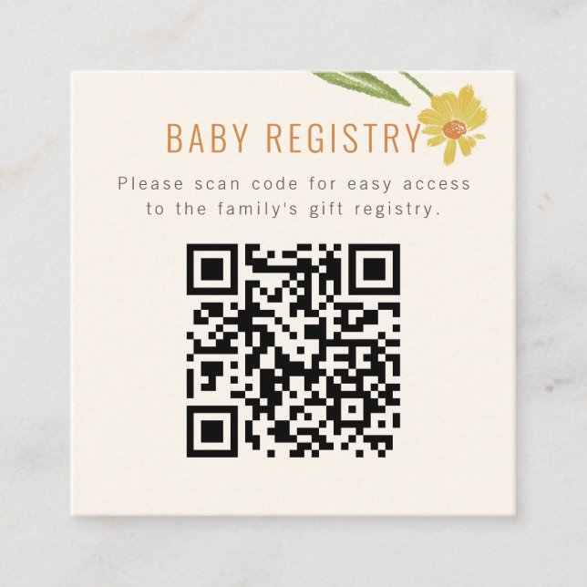 Carte D'accompagnement Registre des bébés Fleur sauvage jaunes (Devant)