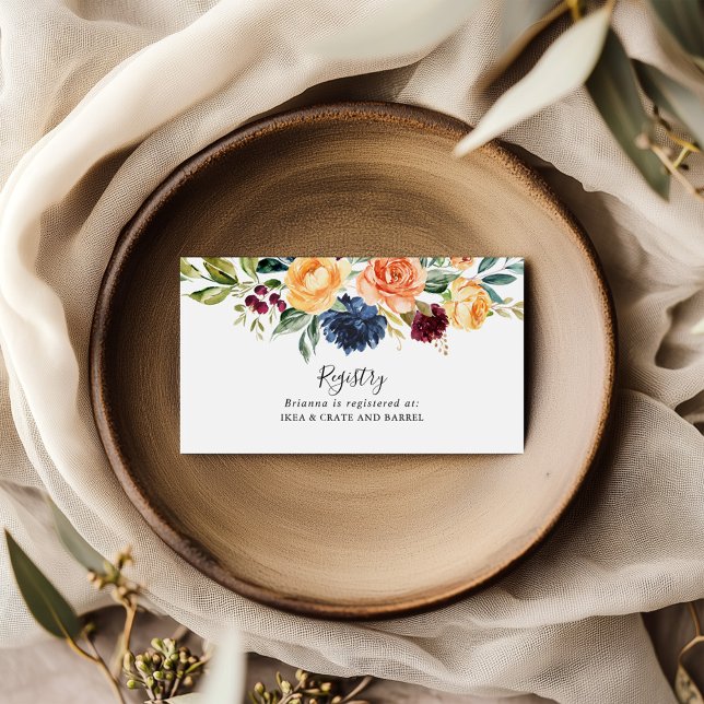 Carte D'accompagnement Registre des cadeaux de Mariage Floral Élégant Mul (Créateur téléchargé)
