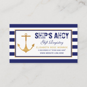 Carte D'accompagnement Registre des cadeaux des Baby showers d'Ancres nau