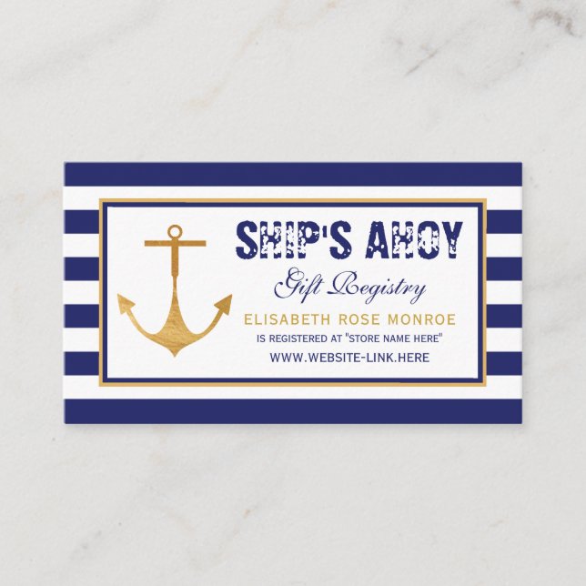 Carte D'accompagnement Registre des cadeaux des Baby showers d'Ancres nau (Devant)
