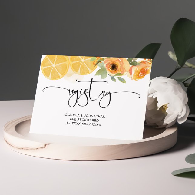 Carte D'accompagnement Registre des Fêtes des mariées florales et citrons (Créateur téléchargé)