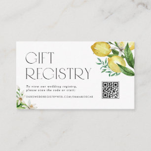 Carte D'accompagnement Registre des Mariages de code QR citrons et fleurs