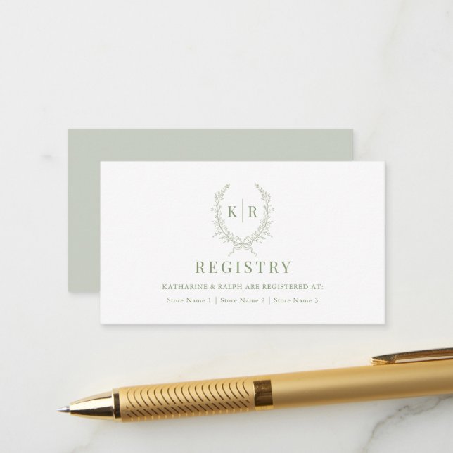 Carte D'accompagnement Registre des Mariages de crête de ruban botanique  (Devant/Arrière en situation)