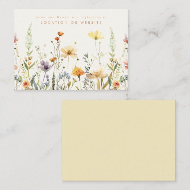 Carte D'accompagnement Registre des Mariages de Fleur sauvage rustique (Devant / Derrière)