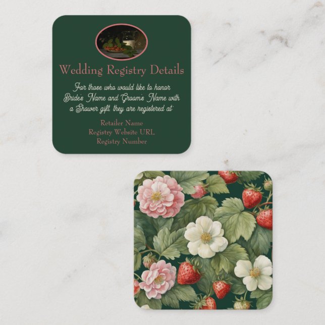 Carte D'accompagnement Registre des Mariages de fraises et de crème (Devant / Derrière)